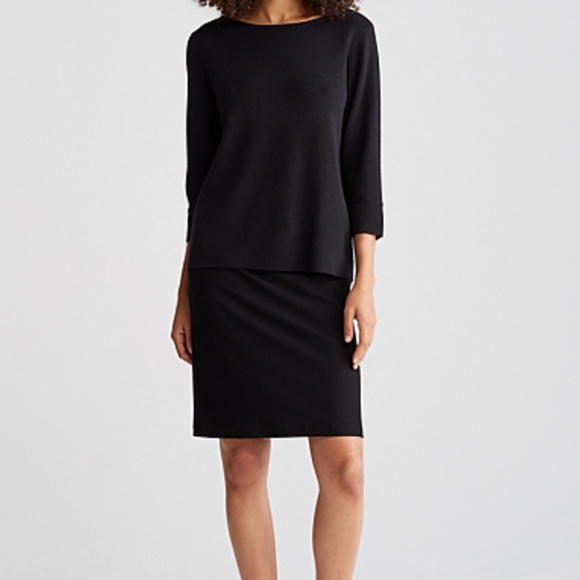 Eileen Fisher Washable Stretch Crepe Pencil Skirt - Picture 3 of 8